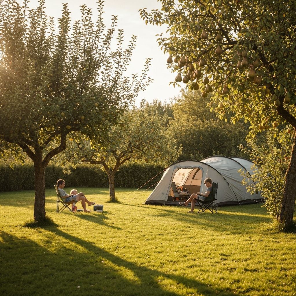Camping La Clairière - emplacements spacieux sous les arbres fruitiers